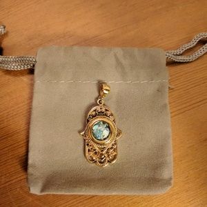 NEW Roman glass and gold vermeil hamsa pendant